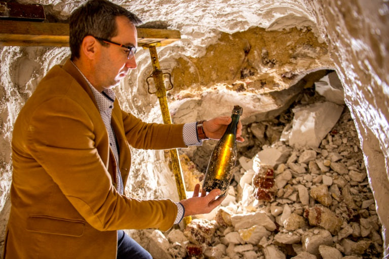 Damien Cambres in the cellars at Pol Roger