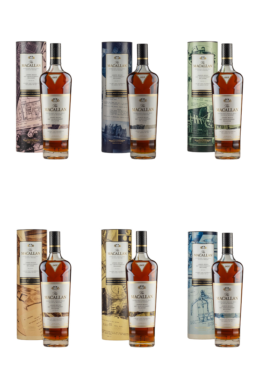 Macallan James Bond 60th Anniversary Release Decades I-VI (6 x 70cl)