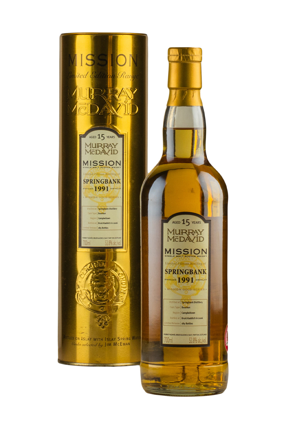 Springbank 15 Year Old Mission Gold Cask Murray McDavid 1991