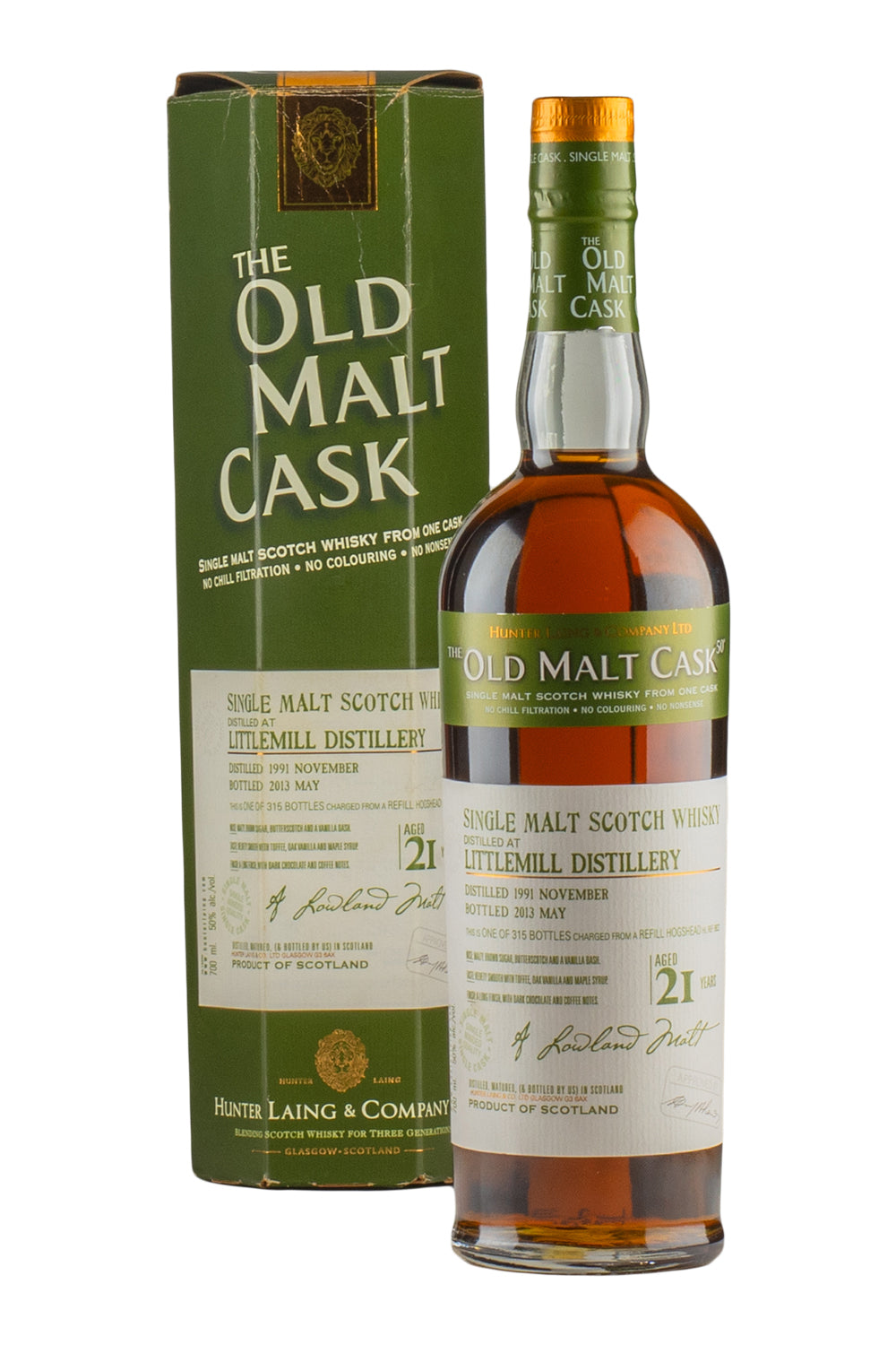 Littlemill 21 Year Old `Old Malt Cask` Hunter Laing 1991