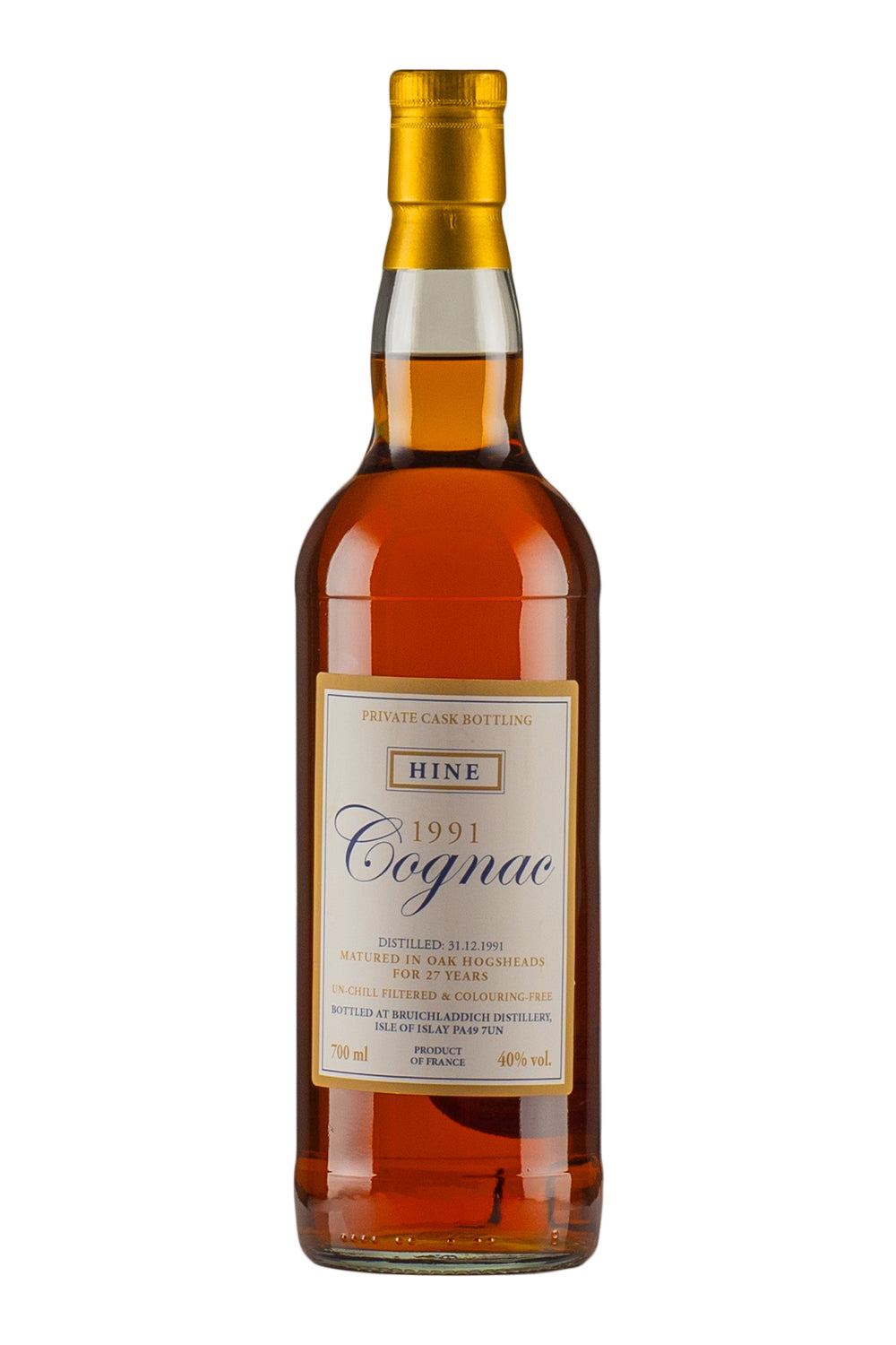 Hine Islay Aged Cognac (Bottled at Bruichladdich Distillery) 1991