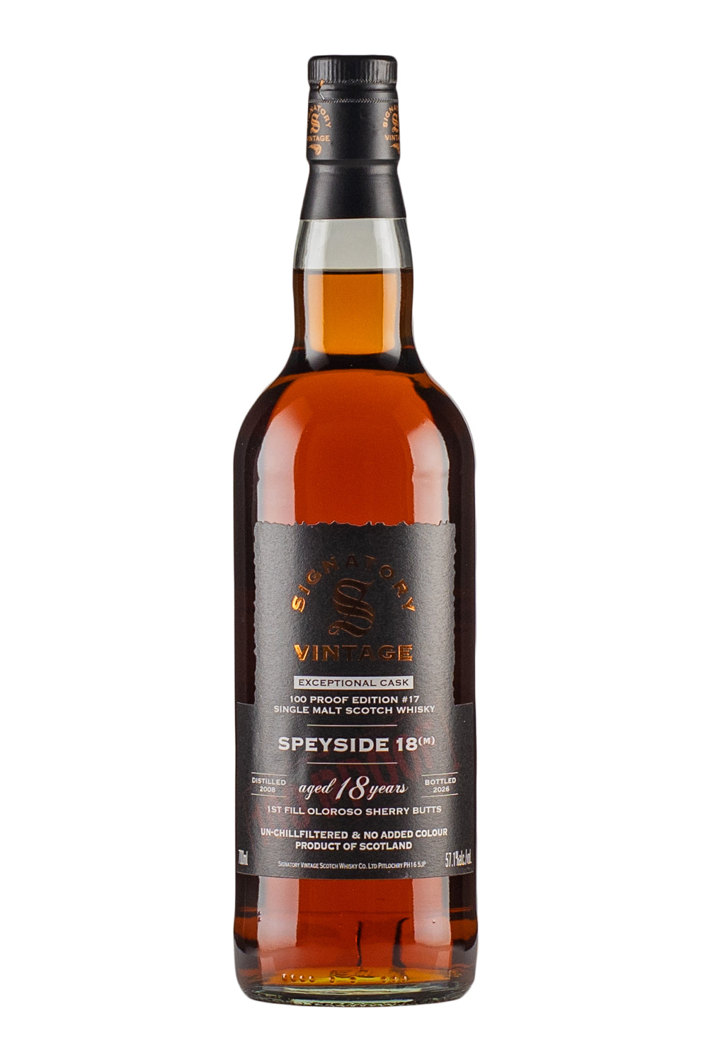 Speyside (M) 18 Year Old Signatory 100 Proof Exceptional 2008