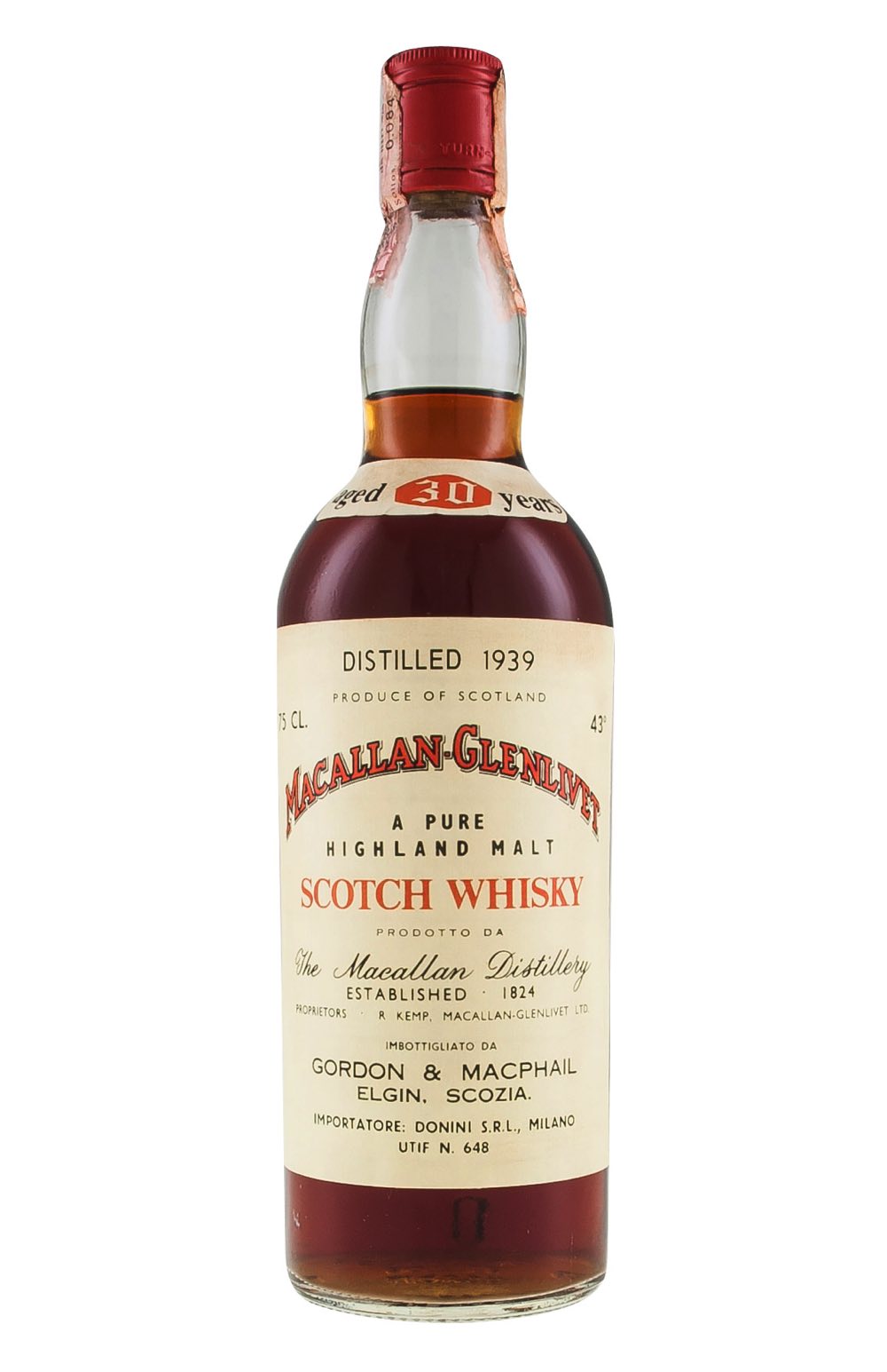 Macallan Glenlivet 30 Year Old for Donini Imports Gordon & MacPhail 1939