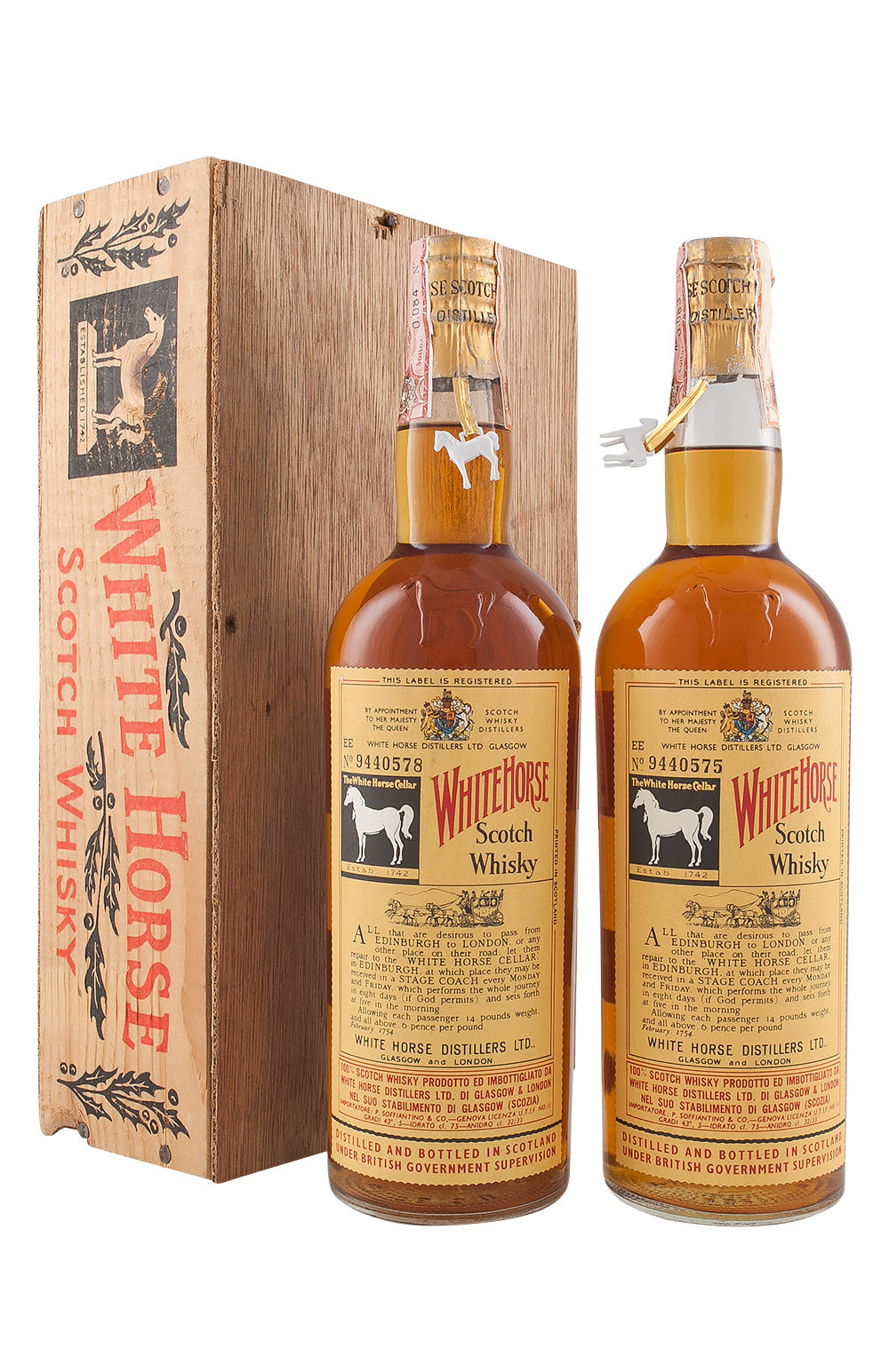 White Horse 2 Bottle Box Set c.1950s