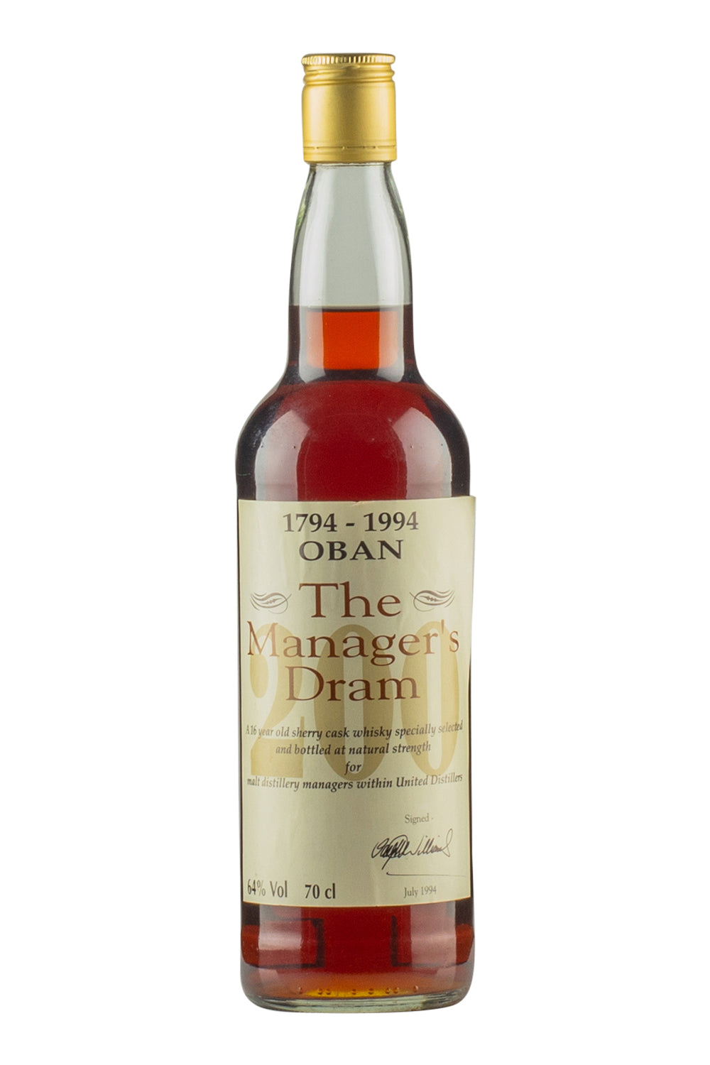 Oban 16 Year Old Manager`s Dram 200th Anniversary