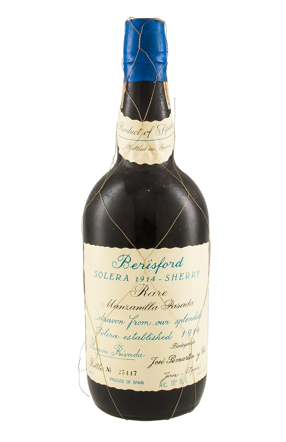 Rare Manzanilla Pasada 1914 Solera Berisford