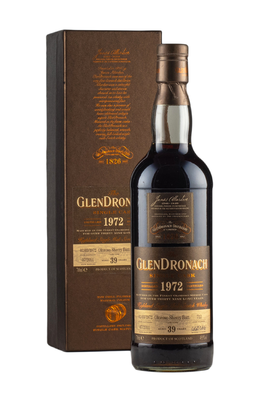 Glendronach 39 Year Old Oloroso Butt Cask 712 Batch 4 1972
