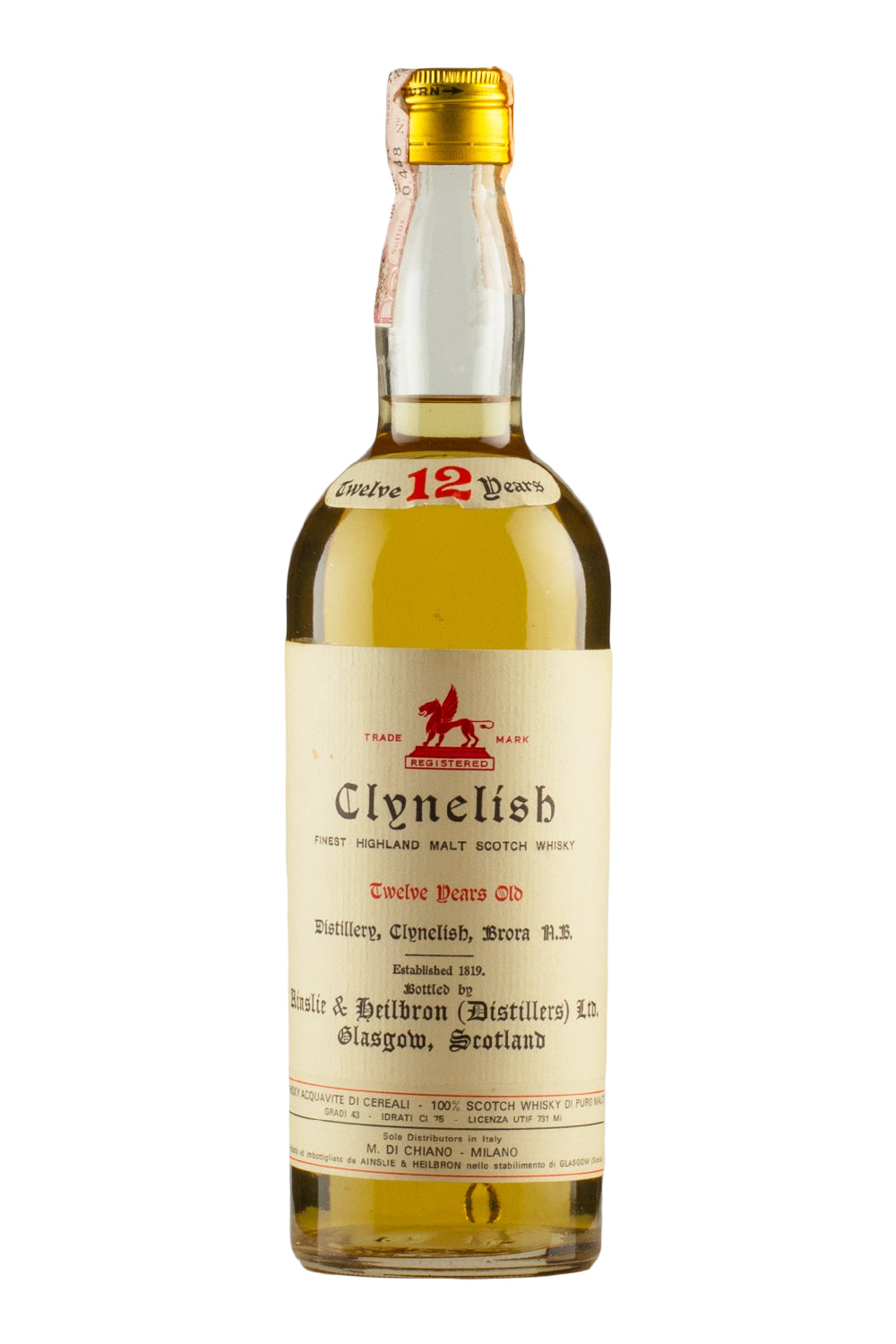 Clynelish 12 Year Old Ainslie and Heilbron c. 1970s