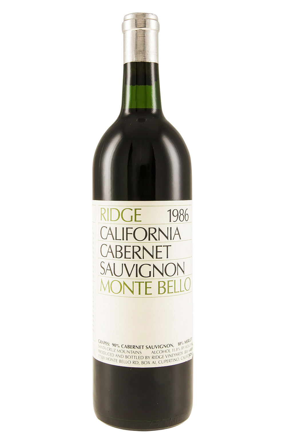 Ridge Monte Bello Cabernet Sauvignon 1986