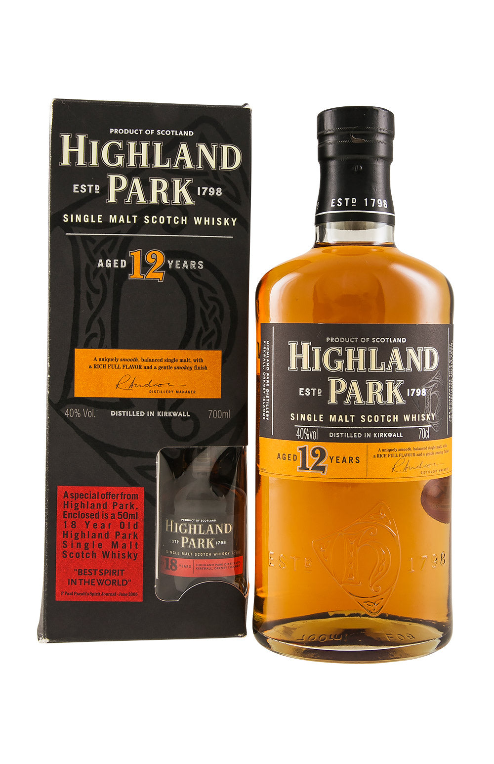 Highland Park 12 Year Old 70cl and 18 Year Old 5cl