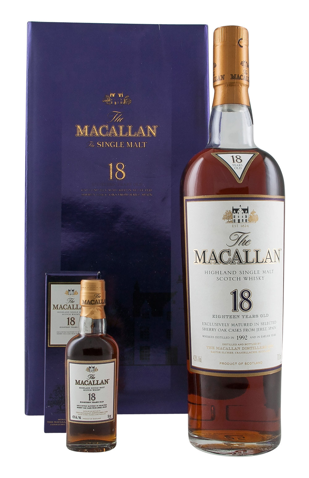 Macallan 18 Year Old and Miniature Gift Set 1992