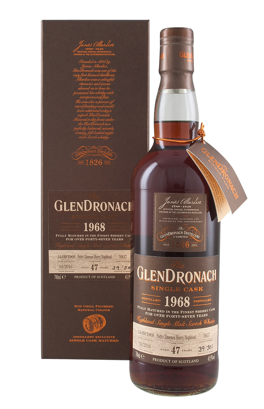 Glendronach 47 Year Old Cask 5837 Batch 13 1968