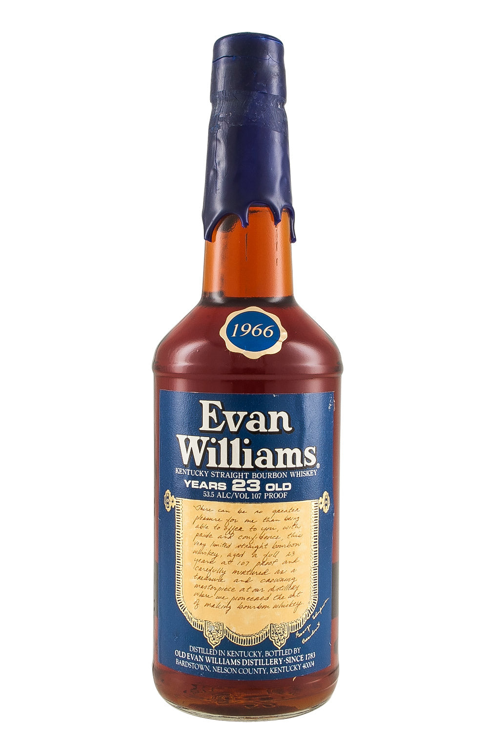 Evan Williams 23 Year Old Blue Wax 1966