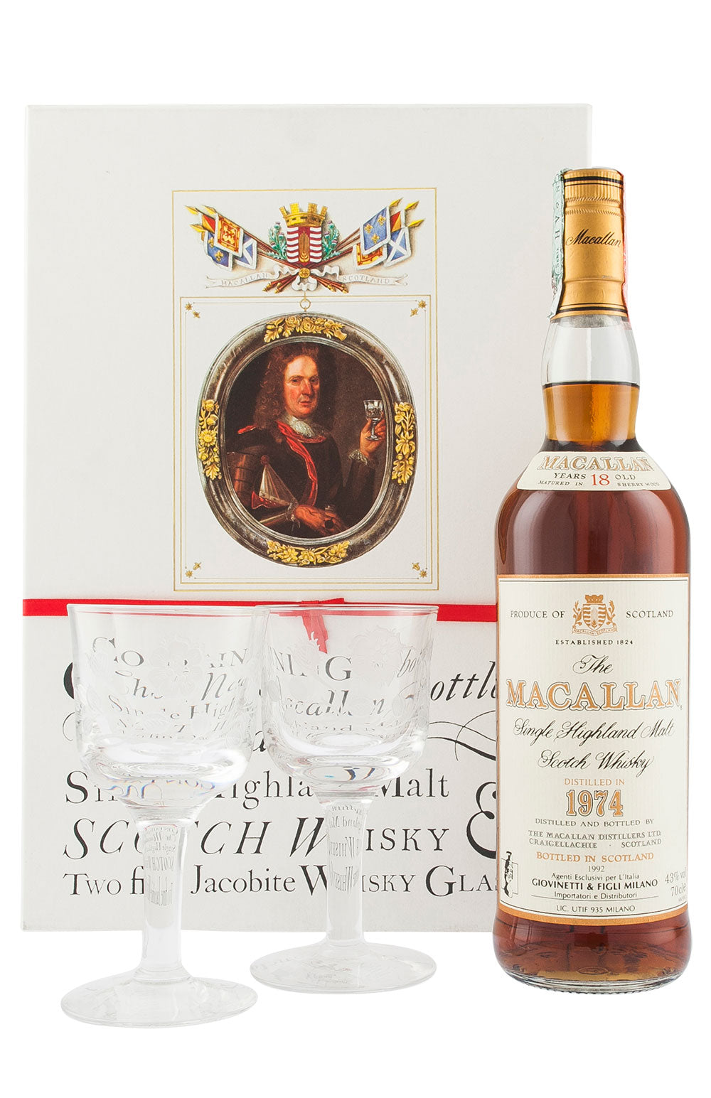 Macallan 18 Year Old With Jacobite Glasses 1974