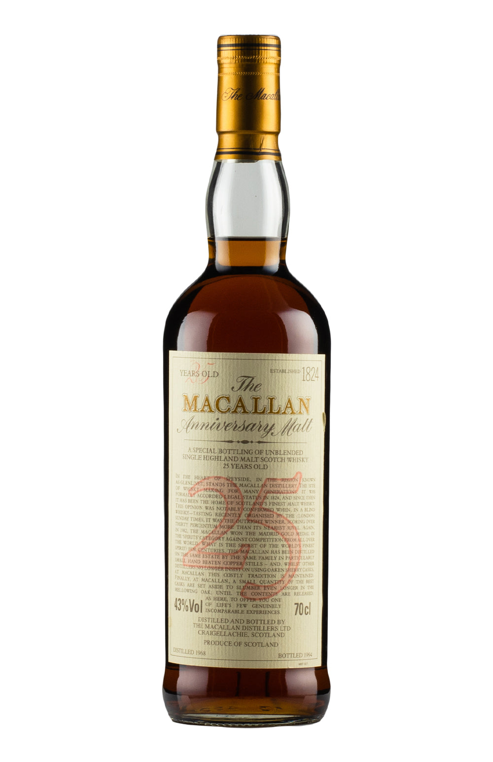 Macallan 25 Year Old Anniversary Malt 1968