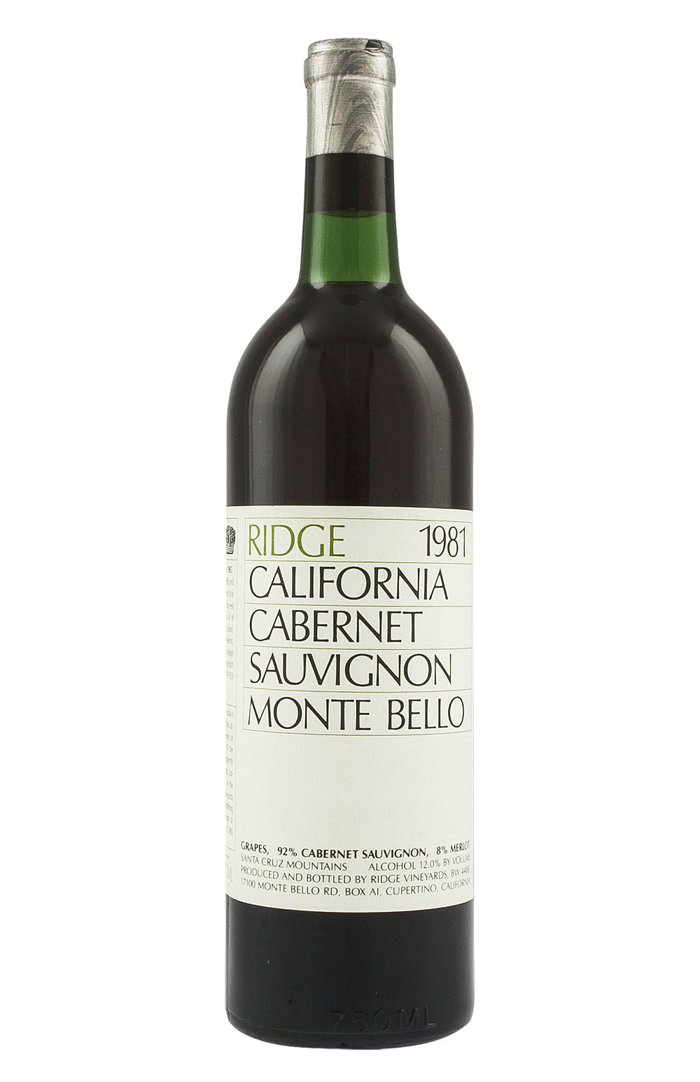Ridge Monte Bello Cabernet Sauvignon 1981