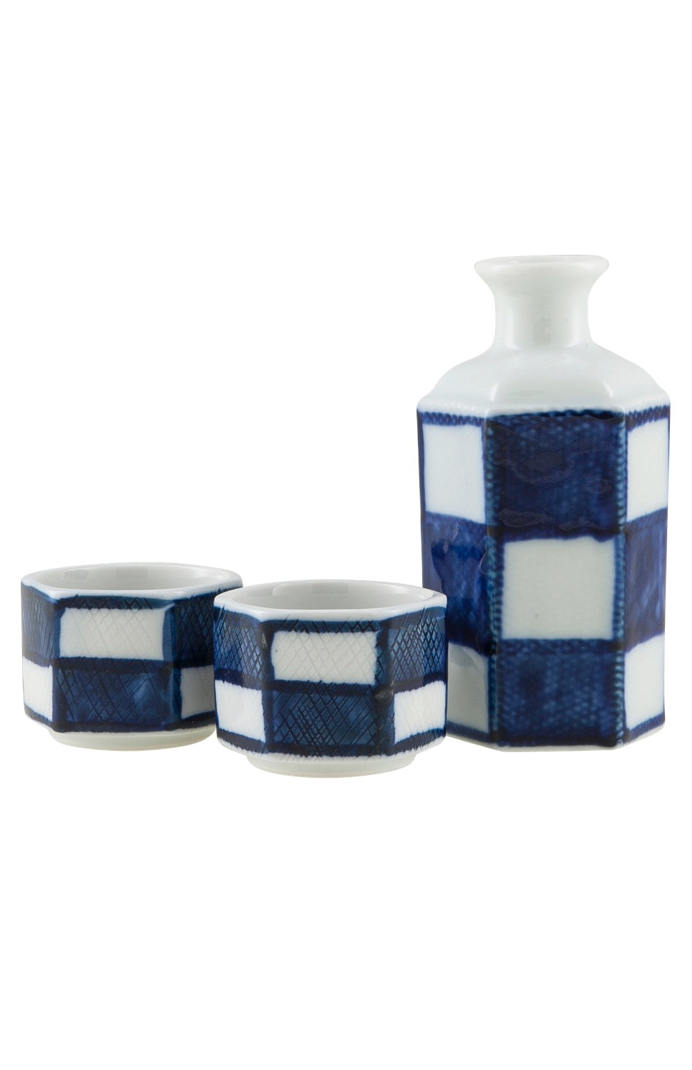 Check Sake Flask and Cup Set