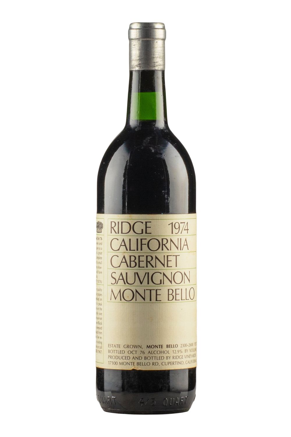 Ridge Monte Bello Cabernet Sauvignon 1974