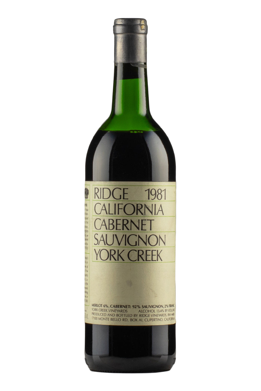 Ridge York Creek Cabernet Sauvignon 1981