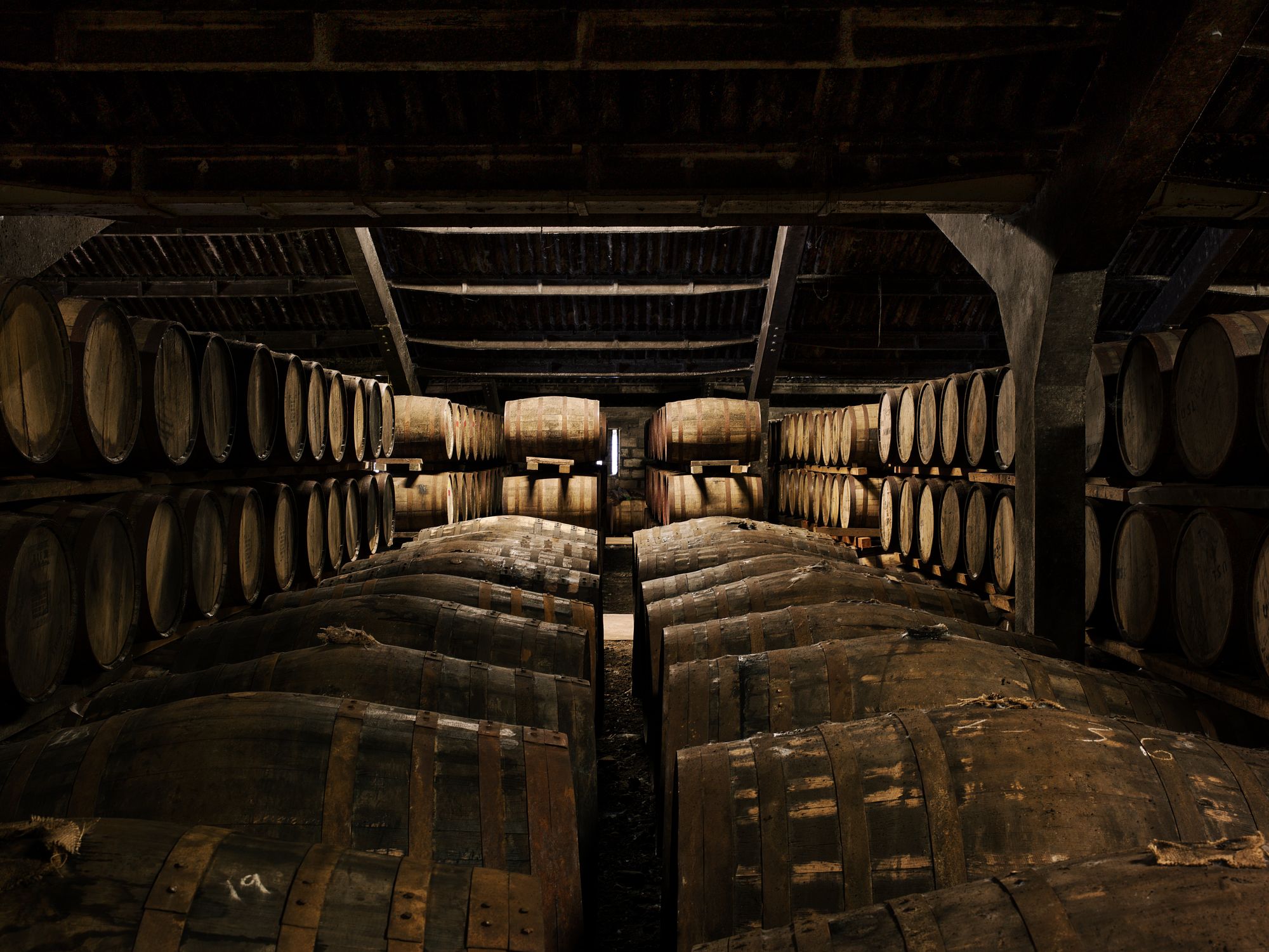 Casks in the Dalmore warehouse