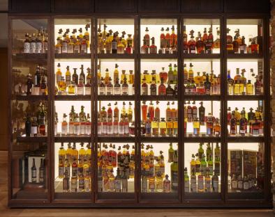 The rare spirits cabinet at Hedonism Wines