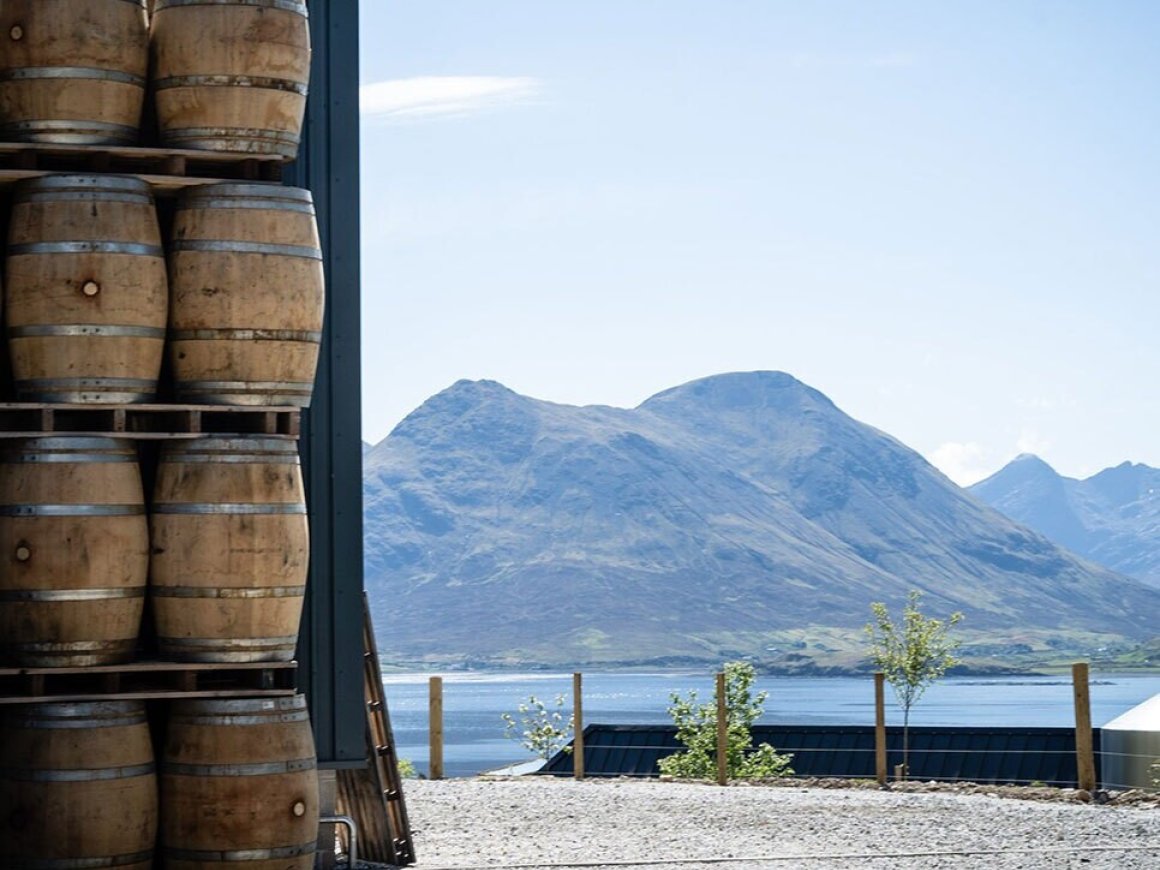 Casks stacked up at Isle of Raasay distillery