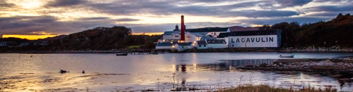 The sun sets at Lagavulin distillery