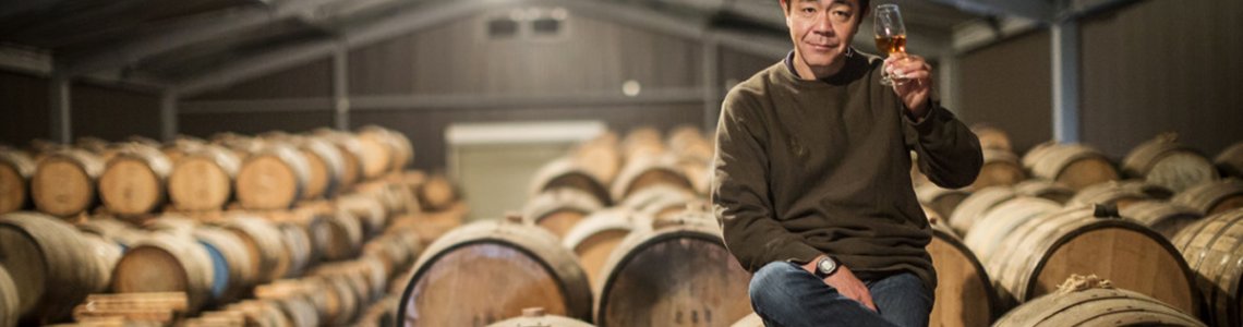 Ichiro Akuto relaxing on casks