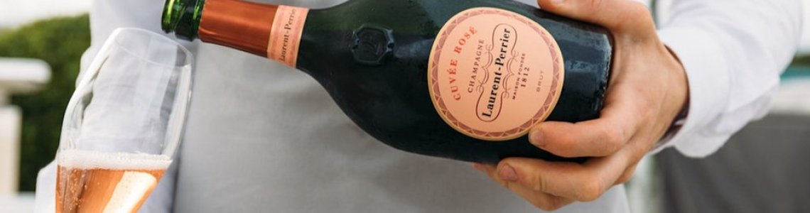 A chilled glass of Laurent Perrier Rosé