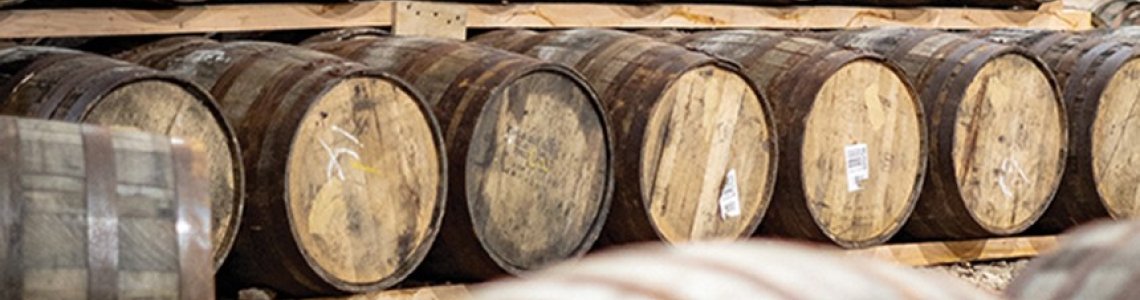 Barrels stacked on racking