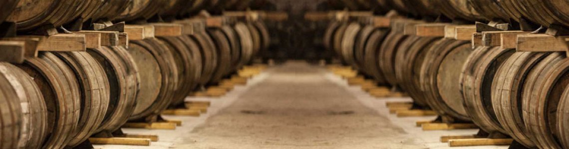 Casks ageing in a warehouse