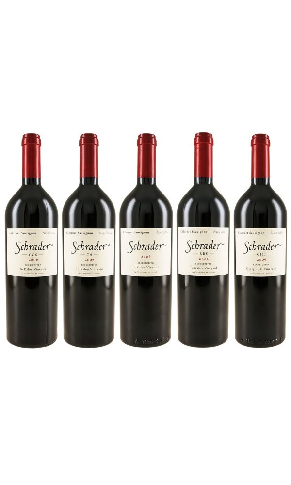 Schrader Five Bottle Mixed Collection (Cabernet Sauvignon, RBS, GIII, CCS  and T6)