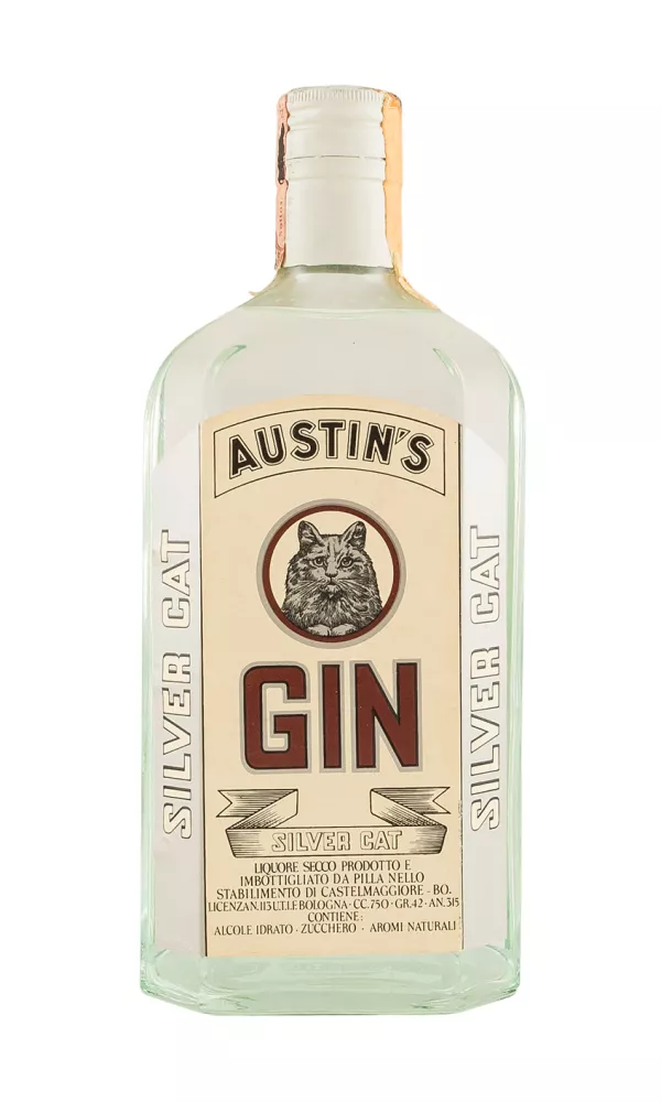 Austin`s Silver Cat Gin c. 1970s Austin`s Silver Cat Gin c. 1970s