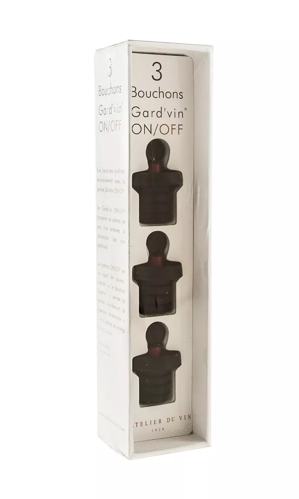 3 x Bouchons ON/OFF Gard`Vin Stoppers 3 x Bouchons ON/OFF Gard`Vin Stoppers