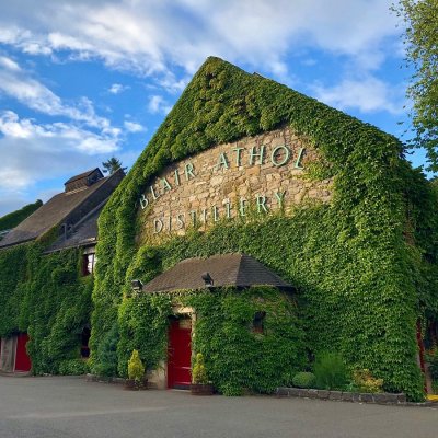 The ivy covered distillery building at Blair Athol